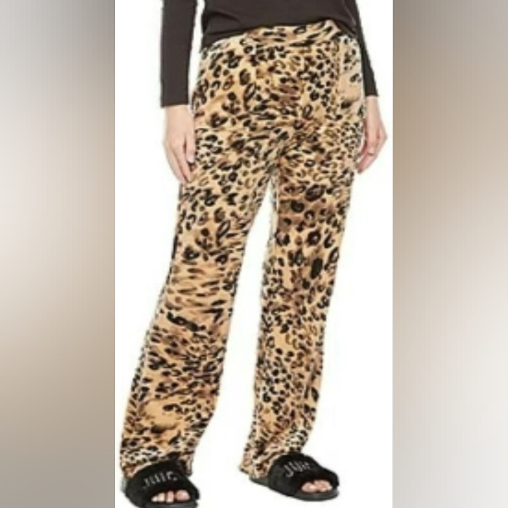 Juicy Couture Velour Leopard Animal Print Straight Leg Lounge Pants Size L